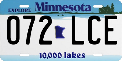 MN license plate 072LCE