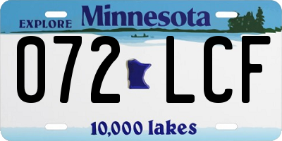 MN license plate 072LCF