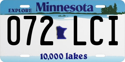 MN license plate 072LCI