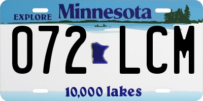 MN license plate 072LCM