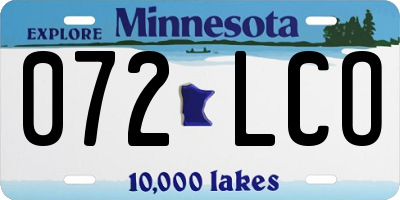 MN license plate 072LCO