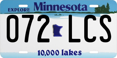 MN license plate 072LCS