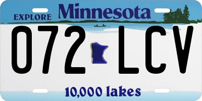 MN license plate 072LCV
