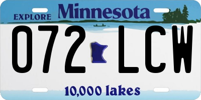 MN license plate 072LCW