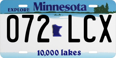MN license plate 072LCX