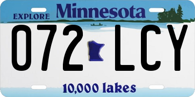 MN license plate 072LCY