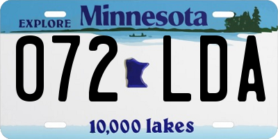 MN license plate 072LDA