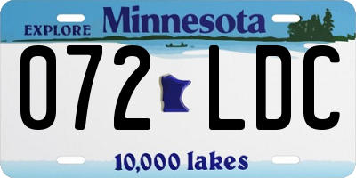 MN license plate 072LDC