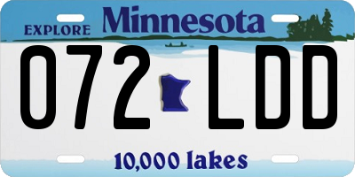 MN license plate 072LDD