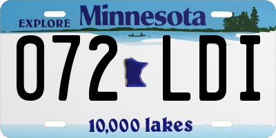 MN license plate 072LDI