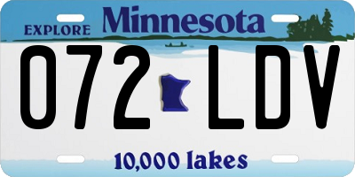 MN license plate 072LDV