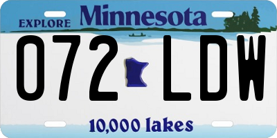 MN license plate 072LDW