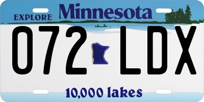 MN license plate 072LDX