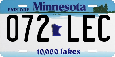 MN license plate 072LEC