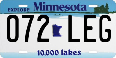MN license plate 072LEG