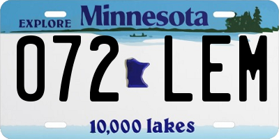 MN license plate 072LEM