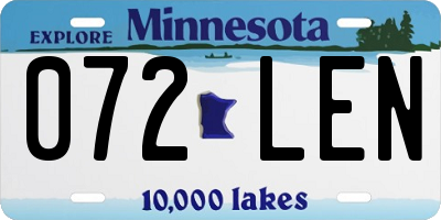 MN license plate 072LEN