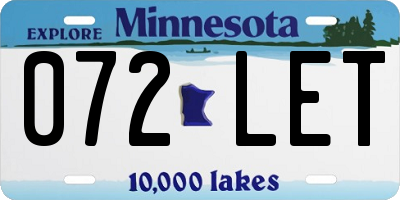 MN license plate 072LET