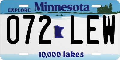MN license plate 072LEW