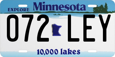 MN license plate 072LEY