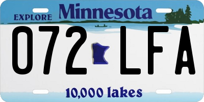 MN license plate 072LFA