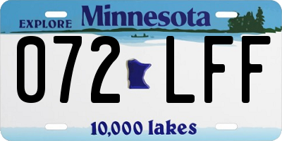 MN license plate 072LFF