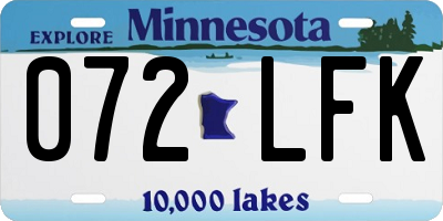 MN license plate 072LFK