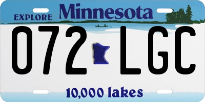 MN license plate 072LGC