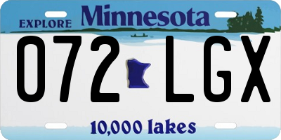 MN license plate 072LGX