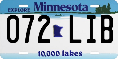 MN license plate 072LIB