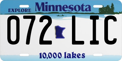 MN license plate 072LIC