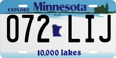 MN license plate 072LIJ