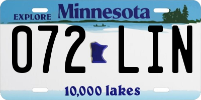 MN license plate 072LIN