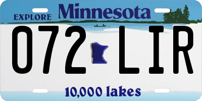 MN license plate 072LIR