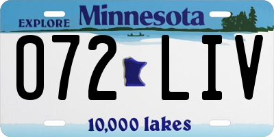 MN license plate 072LIV