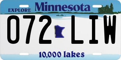 MN license plate 072LIW
