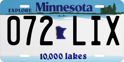 MN license plate 072LIX