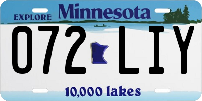MN license plate 072LIY