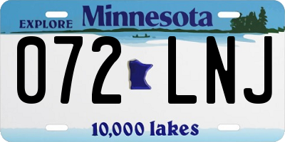 MN license plate 072LNJ