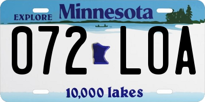 MN license plate 072LOA