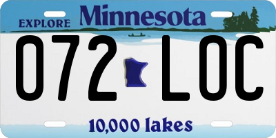 MN license plate 072LOC