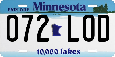 MN license plate 072LOD