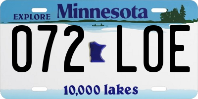 MN license plate 072LOE