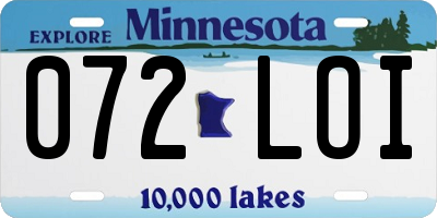 MN license plate 072LOI