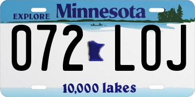 MN license plate 072LOJ