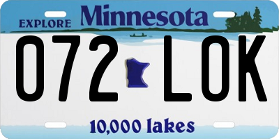 MN license plate 072LOK