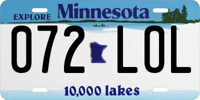 MN license plate 072LOL
