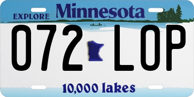 MN license plate 072LOP