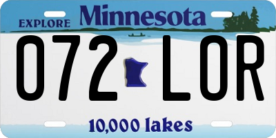 MN license plate 072LOR