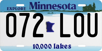 MN license plate 072LOU